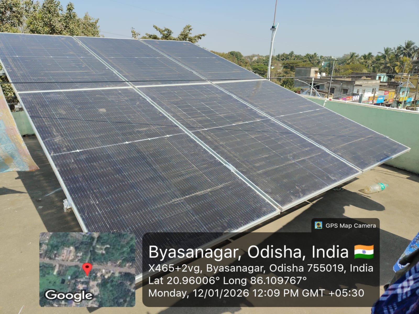 Rooftop solar array installation in Byasanagar, Odisha