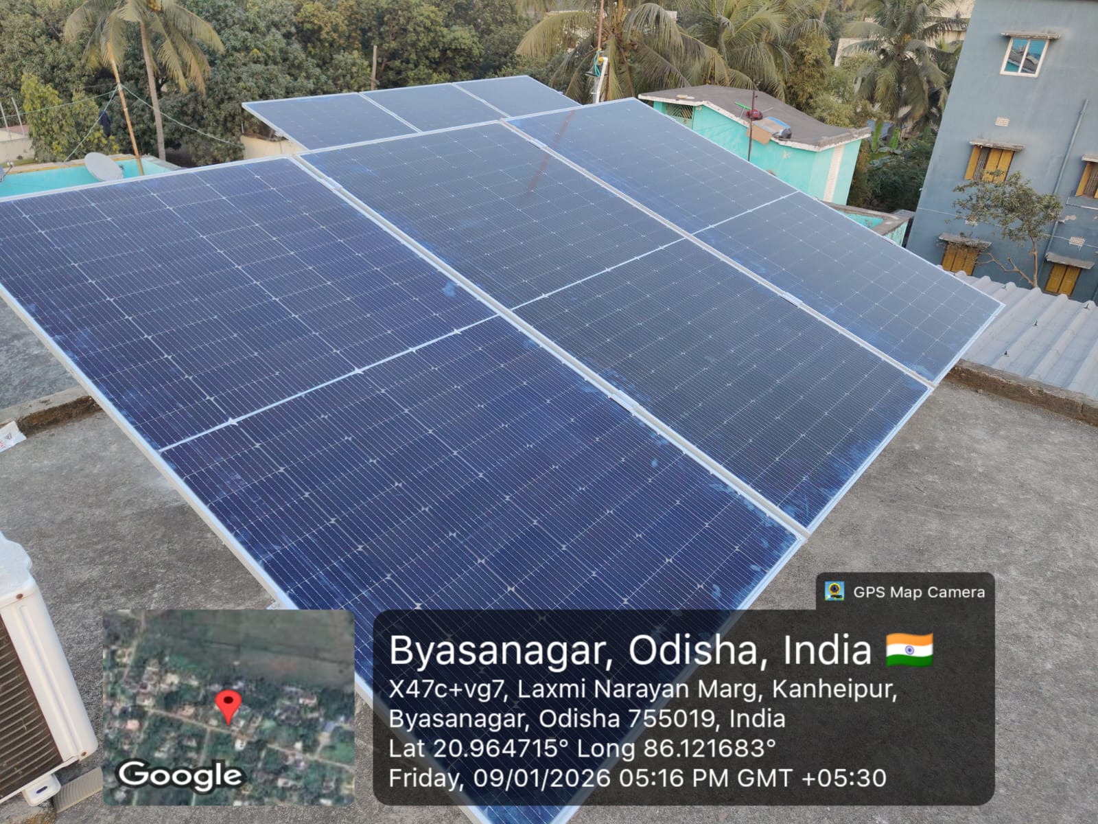Large rooftop solar array installed in Byasanagar, Odisha